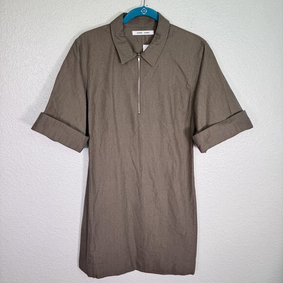 Samsoe Samsoe Sariah Dress Womens Medium Organic Half Zip Minimalist Preppy NEW - Picture 1 of 13